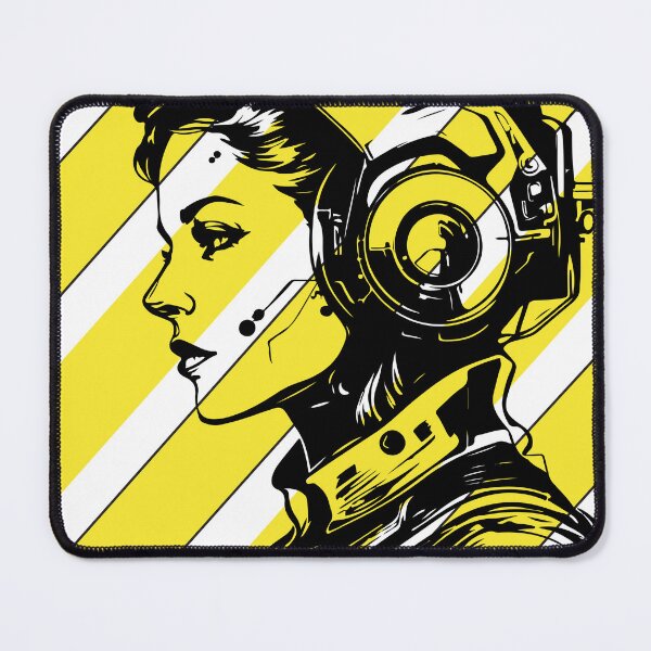 Item preview, Cyber Girl with Headphones – Yellow Futuristic Pop Art Illustration designed and sold by Tamawy.