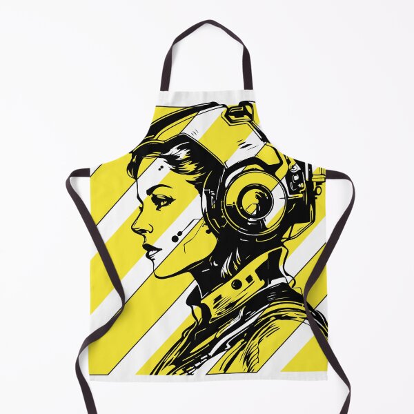 Item preview, Cyber Girl with Headphones – Yellow Futuristic Pop Art Illustration designed and sold by Tamawy.
