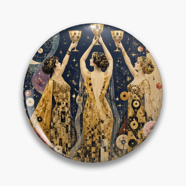 Item preview, The Three of Cups - Heavenly Celebration & Golden Sisterhood | Klimt Tarot designed and sold by Natalia-Vlad.