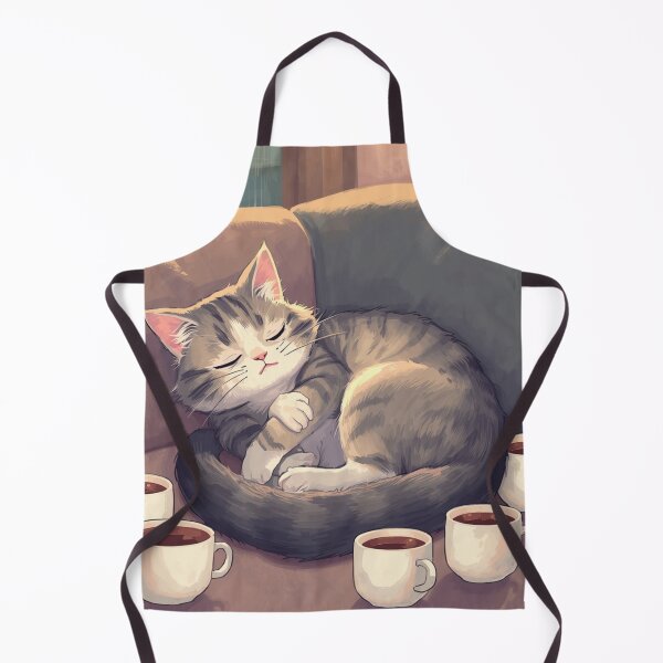 Item preview, Tired Monday Cat with Coffee - Sleepy Kitten Art designed and sold by TrCraftySticks.