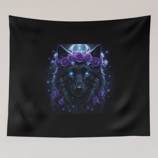 Item preview, Mystic Black Wolf | Floral Frame designed and sold by JanjjaSoulInk.