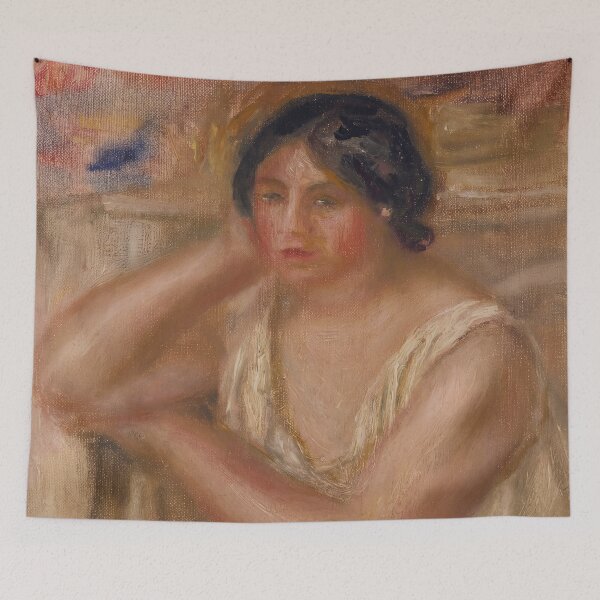 Item preview, Pensive Young Woman in White Chemise designed and sold by artofuniverse.