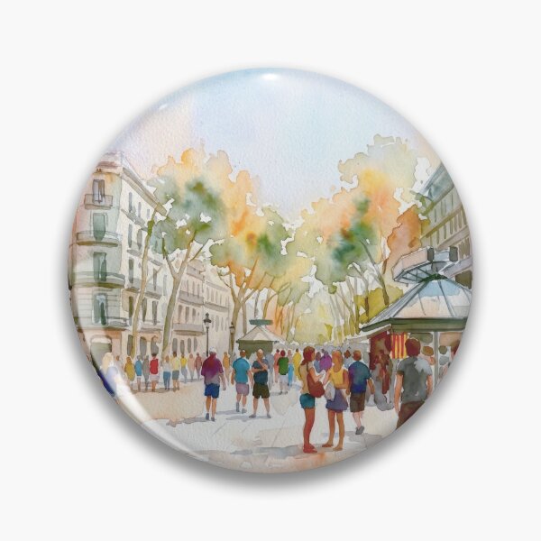 Item preview, La Rambla Barcelona Summer Watercolor designed and sold by caracatita75.