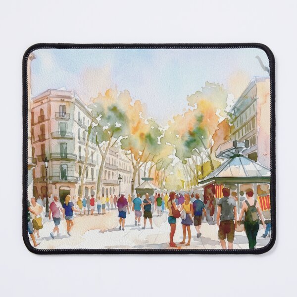 Item preview, La Rambla Barcelona Summer Watercolor designed and sold by caracatita75.