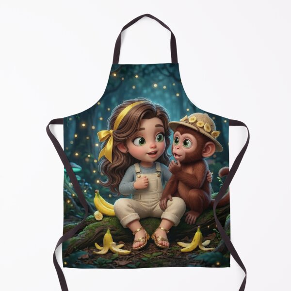 Item preview, Cute Girl And Monkey Friend designed and sold by Azurart2.