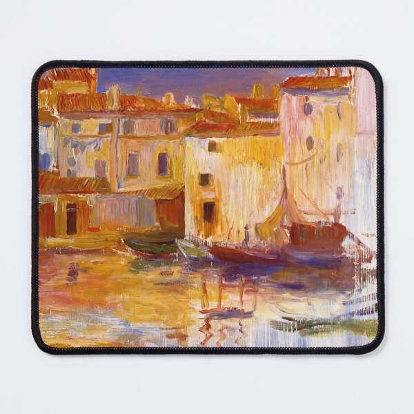 Item preview, Mediterranean Harbor Village in Golden Light designed and sold by artofuniverse.