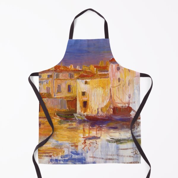 Item preview, Mediterranean Harbor Village in Golden Light designed and sold by artofuniverse.