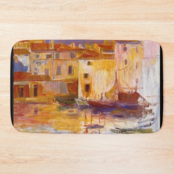 Item preview, Mediterranean Harbor Village in Golden Light designed and sold by artofuniverse.
