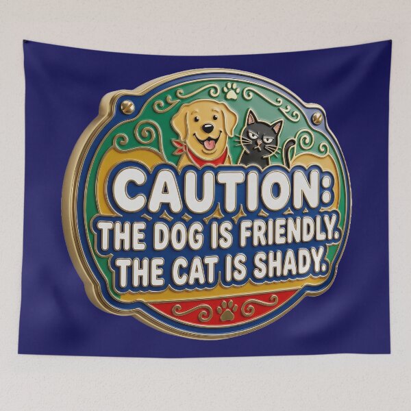 Item preview, Friendly Dog & Shady Cat – Humor designed and sold by Girih.