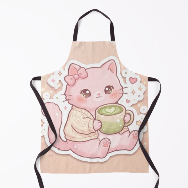 Item preview, Cute Pink Aesthetic Cat with Matcha Latte - Soft Girl Vibe designed and sold by TrCraftySticks.