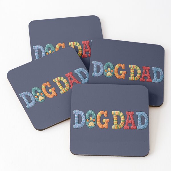 Item preview, Colorful Embroidered Dog Dad Paw Typography designed and sold by MegaNovaArt.