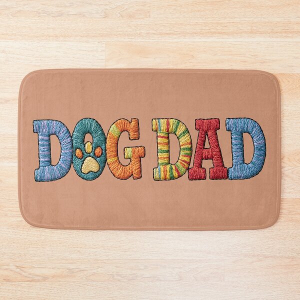 Item preview, Colorful Embroidered Dog Dad Paw Typography designed and sold by MegaNovaArt.