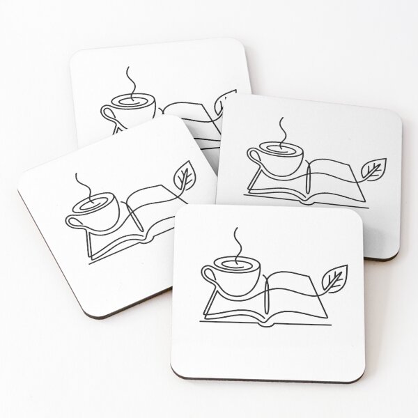 Item preview,  Minimalist One Line Art Coffee and Books Aesthetic Sticker designed and sold by sanorastyle.