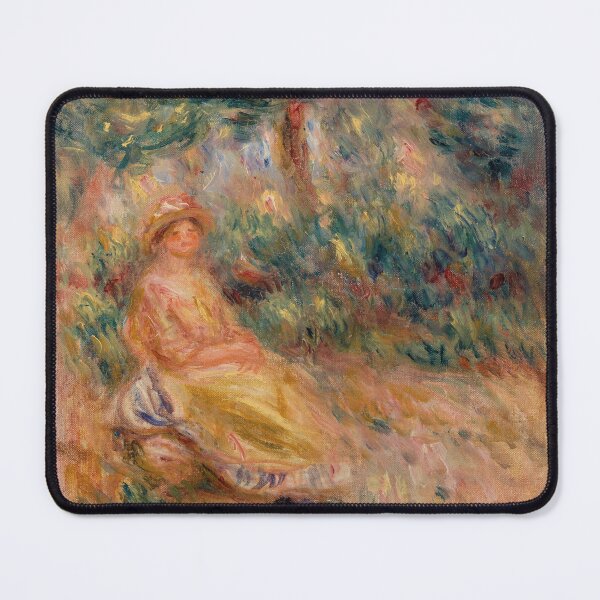 Item preview, Woman in Pink Dress Seated Garden designed and sold by artofuniverse.