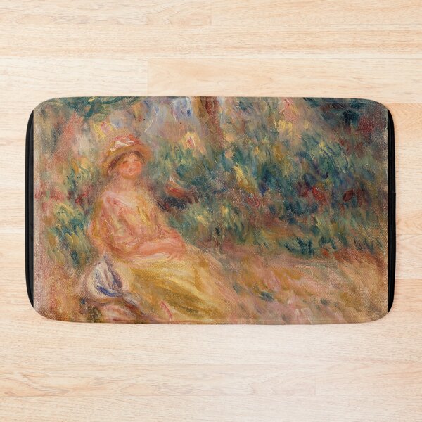 Item preview, Woman in Pink Dress Seated Garden designed and sold by artofuniverse.