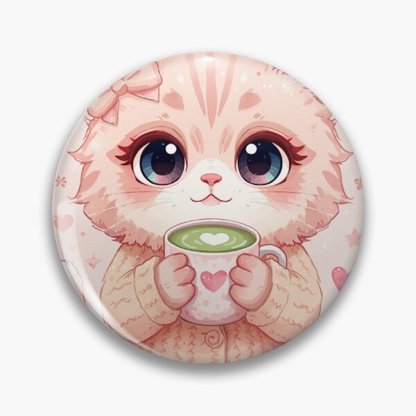 Item preview, Coquette Pink Aesthetic Cat Drinking Matcha Latte designed and sold by TrCraftySticks.