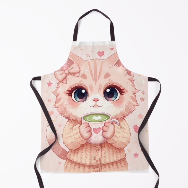 Item preview, Coquette Pink Aesthetic Cat Drinking Matcha Latte designed and sold by TrCraftySticks.
