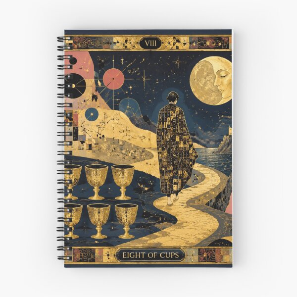 Item preview, The Eight of Cups - Farewell to Illusions & The Moon Path | Klimt & Dali Tarot designed and sold by Natalia-Vlad.