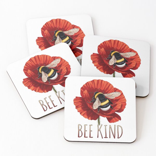 Item preview, Bee Kind – Bumblebee on Red Poppy Flower designed and sold by katiecorners.
