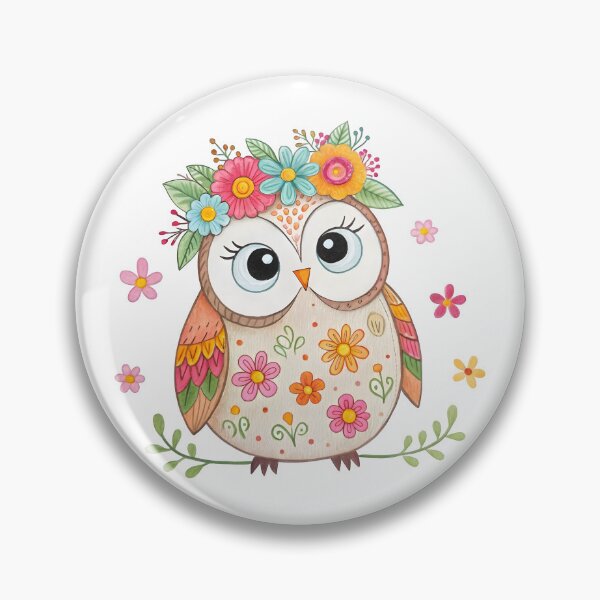 Item preview, Cute Owl with Flower Crown designed and sold by trendspatterns.