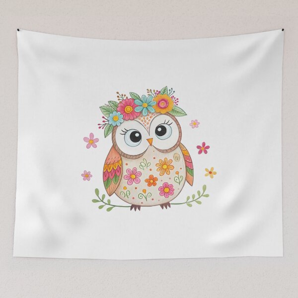 Item preview, Cute Owl with Flower Crown designed and sold by trendspatterns.