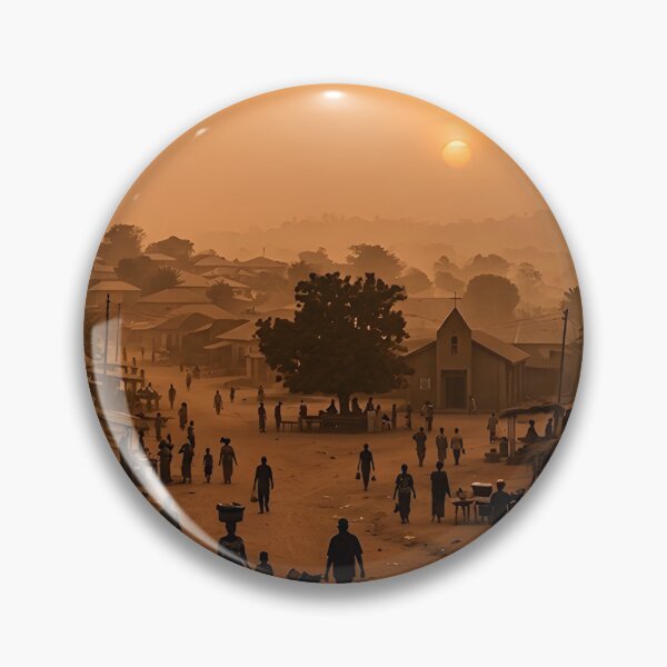 Item preview, Harmattan Haze Over African Town designed and sold by SavannaCanvas.
