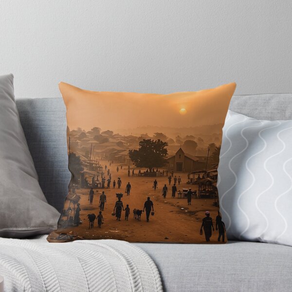 Item preview, Harmattan Haze Over African Town designed and sold by SavannaCanvas.