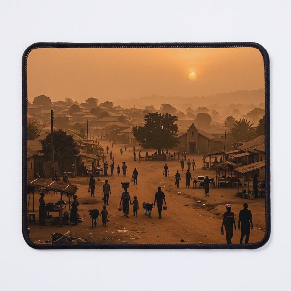 Item preview, Harmattan Haze Over African Town designed and sold by SavannaCanvas.