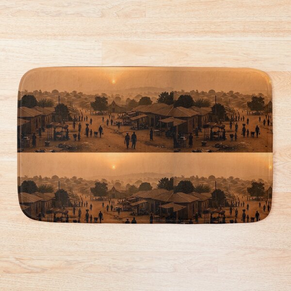 Item preview, Harmattan Haze Over African Town designed and sold by SavannaCanvas.