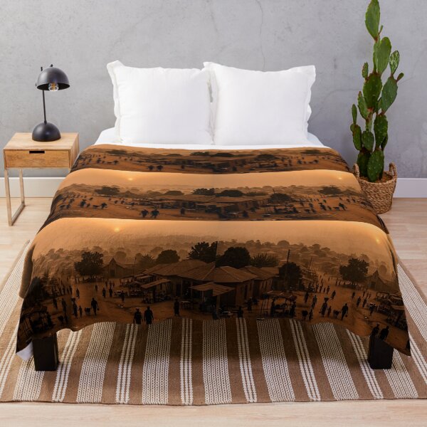 Item preview, La bruma del Harmattan cubre African Town. designed and sold by SavannaCanvas.