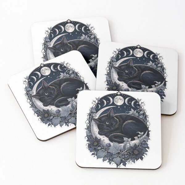 Item preview, Moonlit Black Cat Wrapped In Celestial Vines designed and sold by StickyGuys.