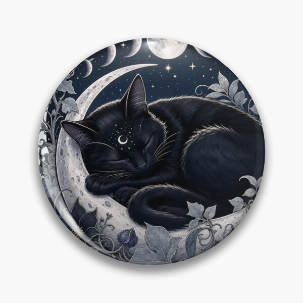 Item preview, Moonlit Black Cat Wrapped In Celestial Vines designed and sold by StickyGuys.