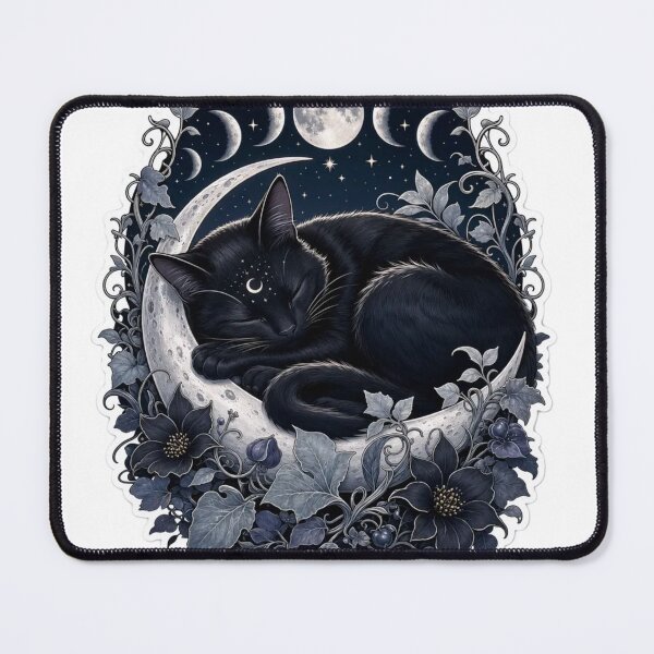 Item preview, Moonlit Black Cat Wrapped In Celestial Vines designed and sold by StickyGuys.