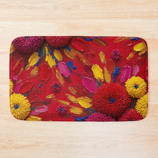 Item preview, Pansy Bloom Vibrant Floral Art - Mixed Media Red Magenta Gold Flowers - Bold Textured Botanical Pattern - Colorful Statement Wall Decor - Maximalist Home Decor Gift designed and sold by WitchyBotanicaArt.