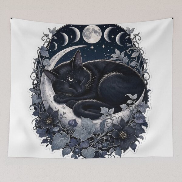 Item preview, Moonlit Black Cat Wrapped In Celestial Vines designed and sold by StickyGuys.