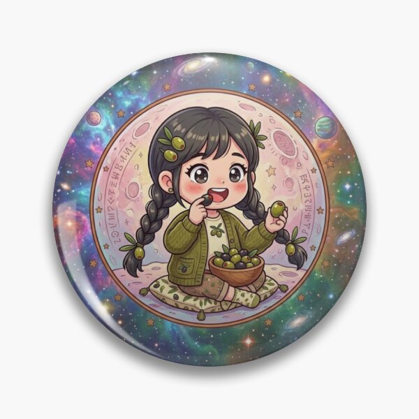 Item preview, Kawaii Anime Girl Eating Olives Olive Tree Aesthetic Moon Art designed and sold by Fatomfatom.