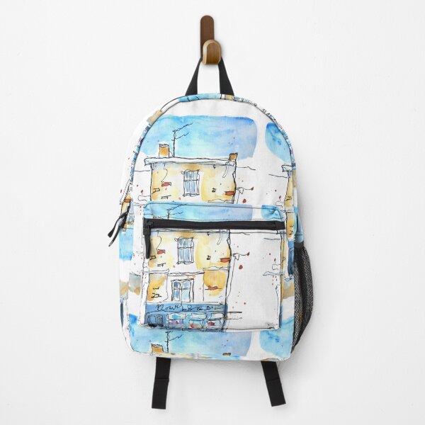 Item preview, Vintage Watercolor European Shop Front Red Brick and Blue Sky designed and sold by Designs by Sara Felton.