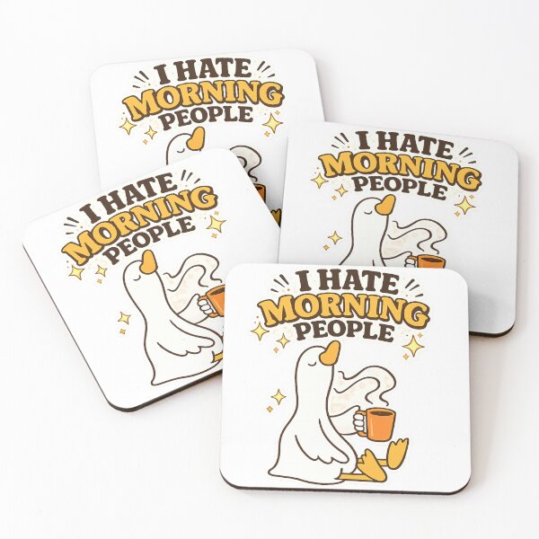 Item preview, I Hate Morning People Funny Goose with Coffee | Grumpy Duck Meme | Introvert Humor Sticker Gift designed and sold by sumodesign.