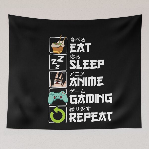 Item preview, Eat Sleep Anime Gaming Repeat Kawaii Otaku Anime Manga designed and sold by sidki-SDK.