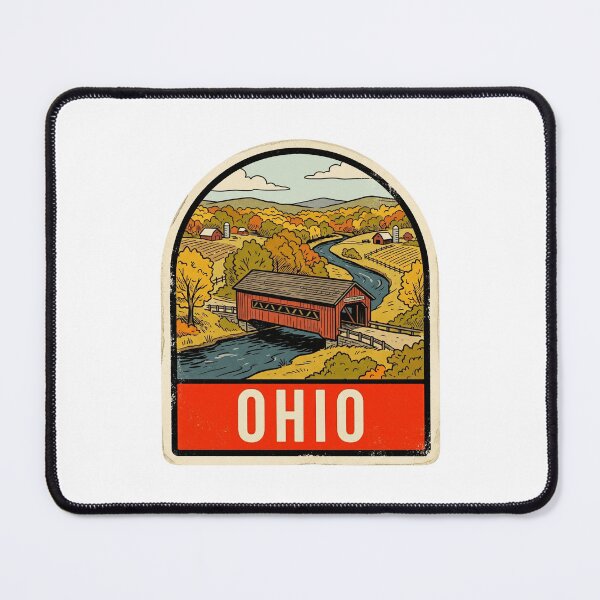 Item preview, Vintage Ohio Covered Bridge Retro Travel Art designed and sold by Paper Drip.
