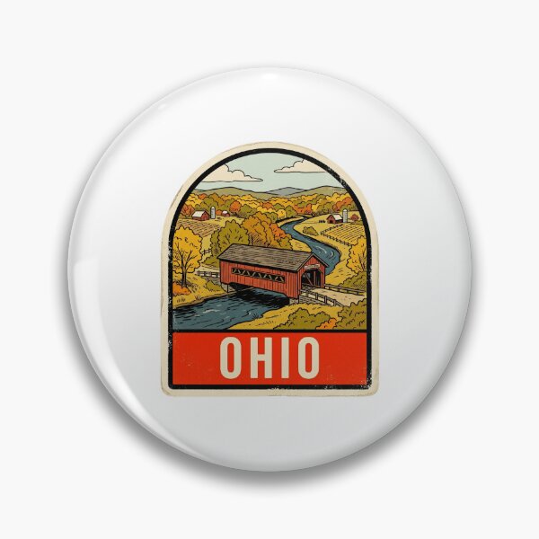 Item preview, Vintage Ohio Covered Bridge Retro Travel Art designed and sold by Paper Drip.