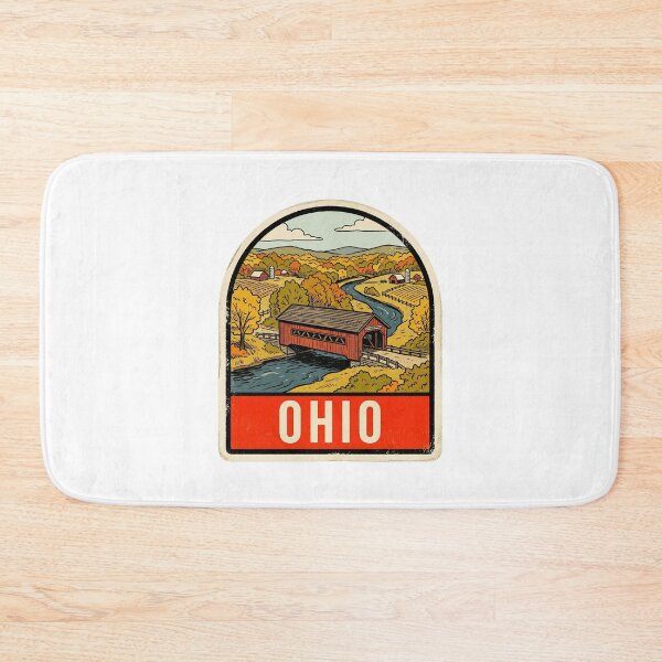 Artikelvorschau, Vintage Ohio Covered Bridge Retro Reisekunst entworfen und verkauft von Paper Drip.