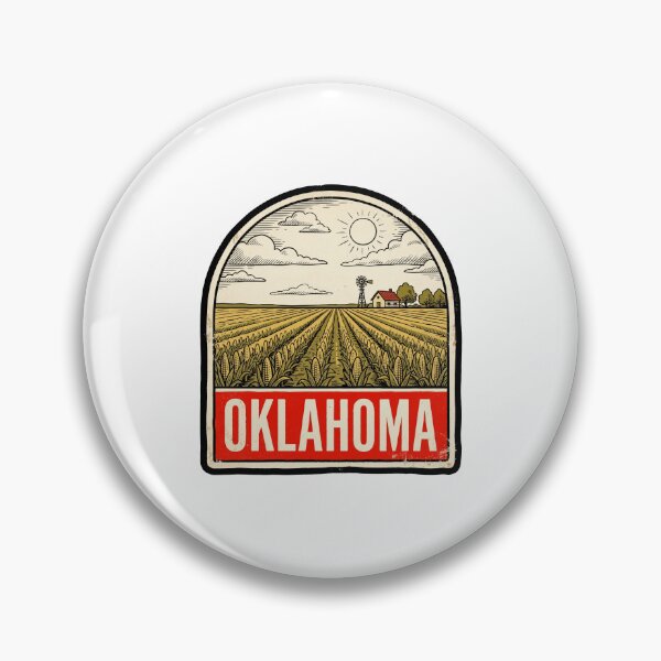 Item preview, Retro Oklahoma Cornfield Farm Vintage Travel Badge Design designed and sold by Paper Drip.
