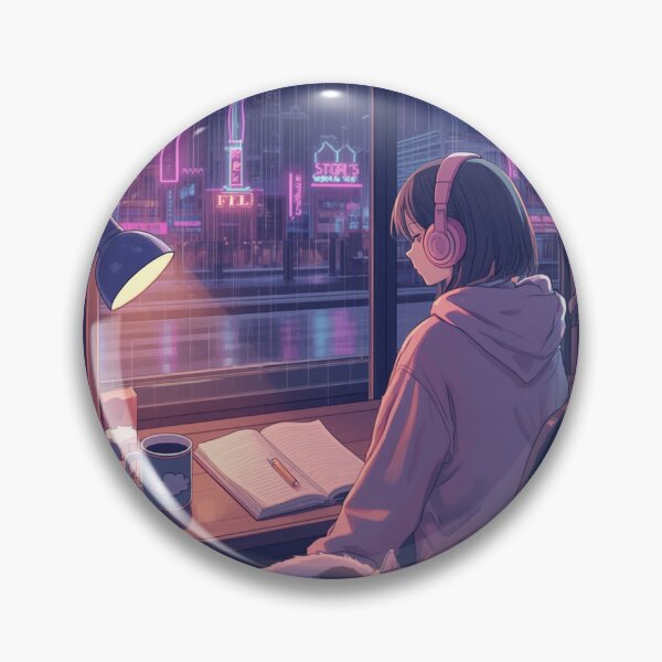 Item preview, Late Night Lofi Aesthetic Study Girl with Cat designed and sold by TrCraftySticks.