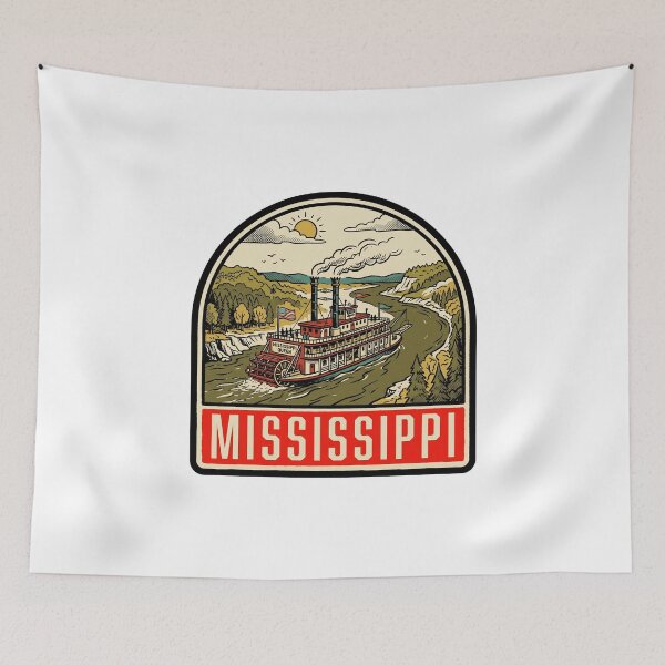 Item preview, Vintage Mississippi River Steamboat Retro Travel Art designed and sold by Paper Drip.