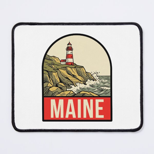 Item preview, Retro Maine Lighthouse Ocean Cliff Vintage Travel Badge Design designed and sold by Paper Drip.