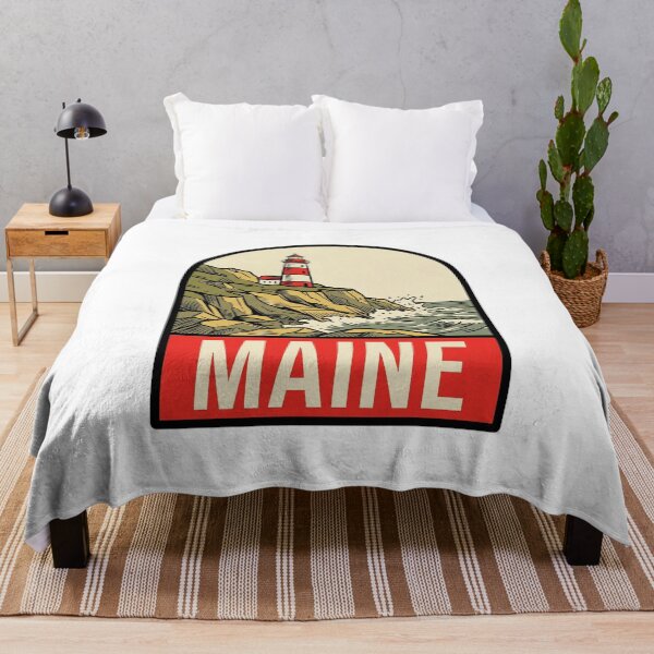 Item preview, Retro Maine Lighthouse Ocean Cliff Vintage Travel Badge Design designed and sold by Paper Drip.