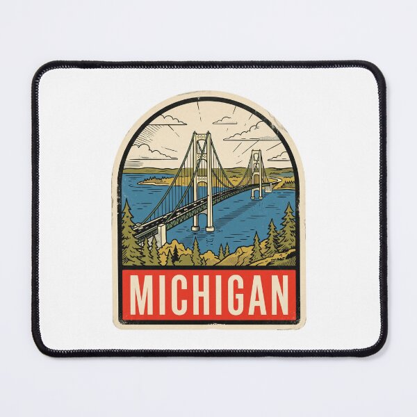 Item preview, Vintage Michigan Mackinac Bridge Retro Travel Sticker Design designed and sold by Paper Drip.