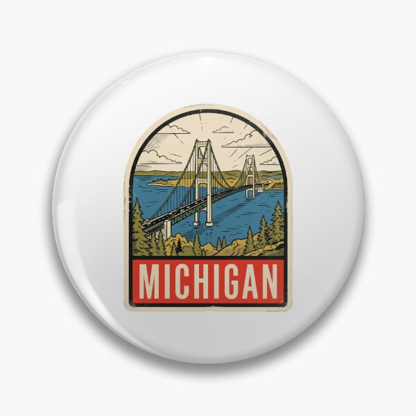 Item preview, Vintage Michigan Mackinac Bridge Retro Travel Sticker Design designed and sold by Paper Drip.
