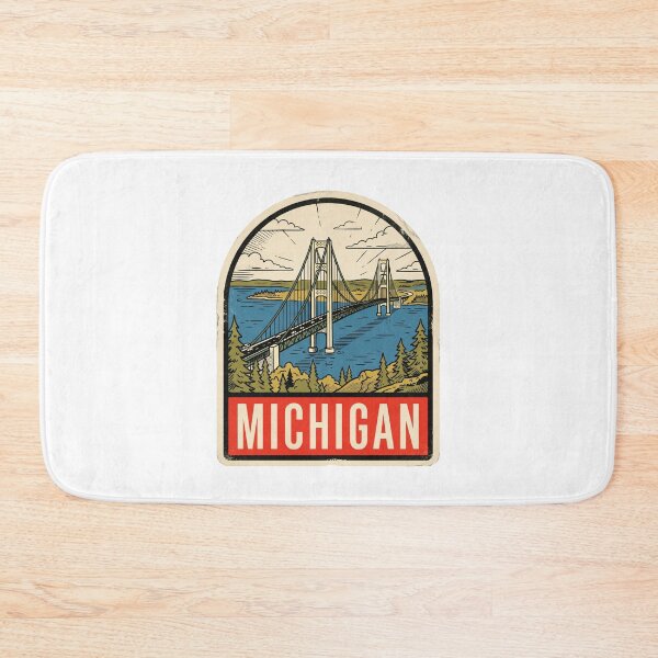 Item preview, Vintage Michigan Mackinac Bridge Retro Travel Sticker Design designed and sold by Paper Drip.